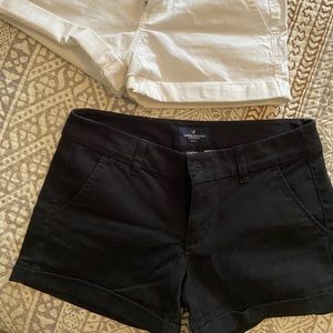 AE shorts bundle BOGO / AE white twill shorts / AE black midi shorts